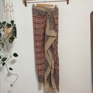 Sarong beach wrap pool cover up Red and Black Patterned Scarf